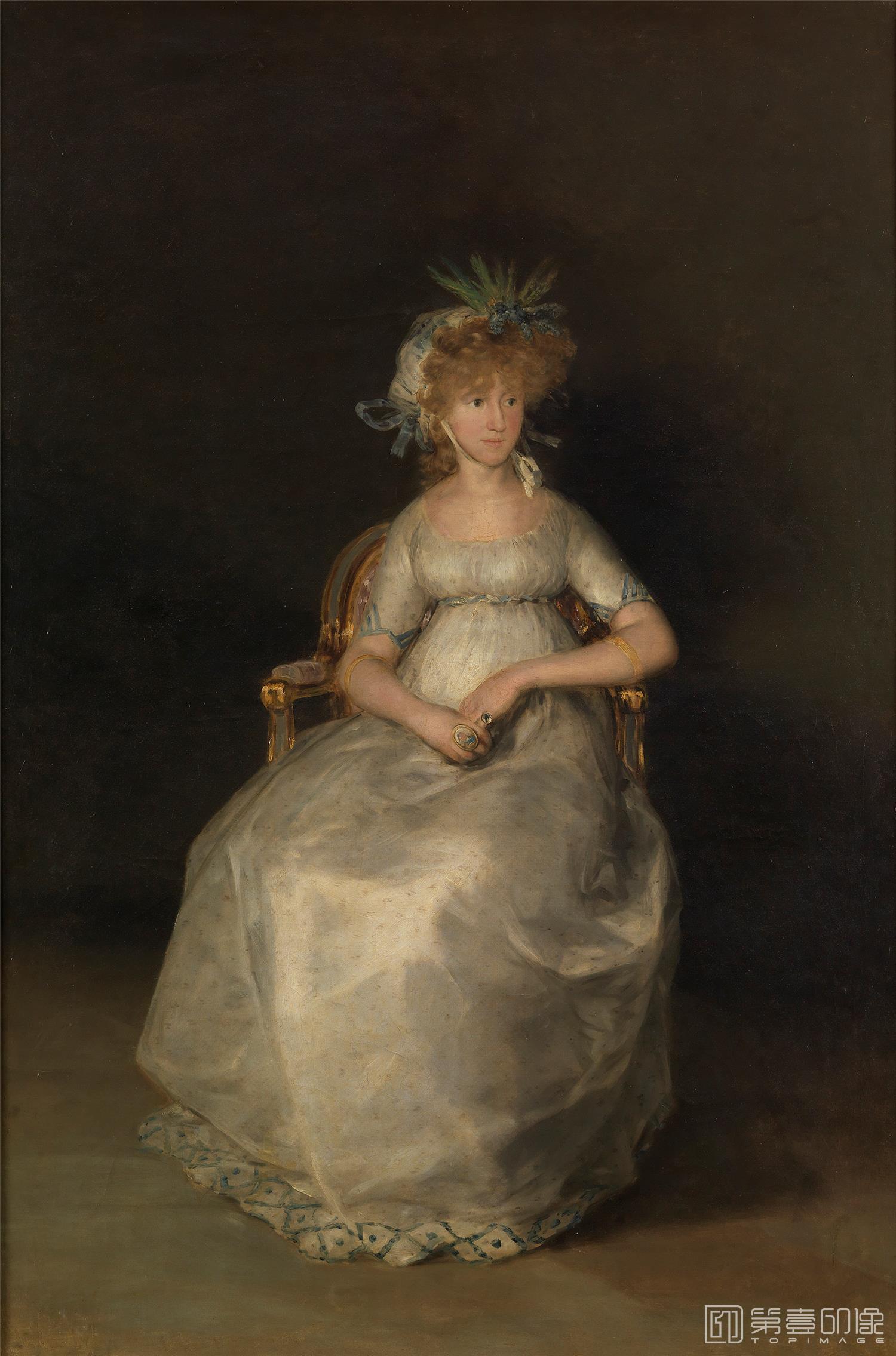 油画-西班牙普拉多美术馆油画藏画-Goya y Lucientes, Francisco de-La condesa de Chinchón-216cm x 144cm-1124